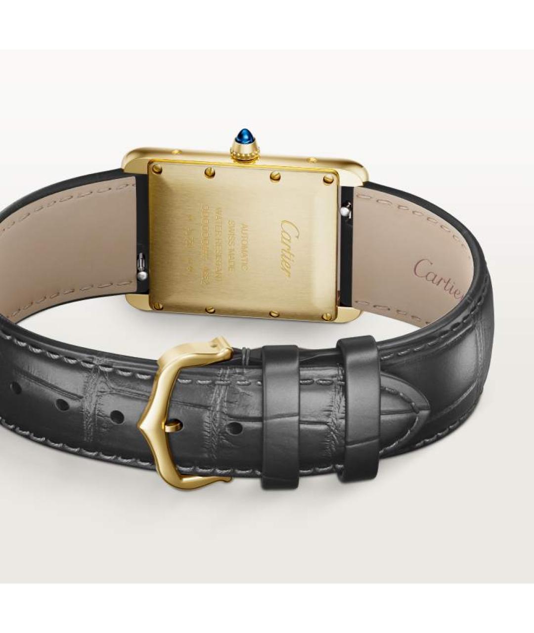 CARTIER Черные часы из желтого золота, фото 4