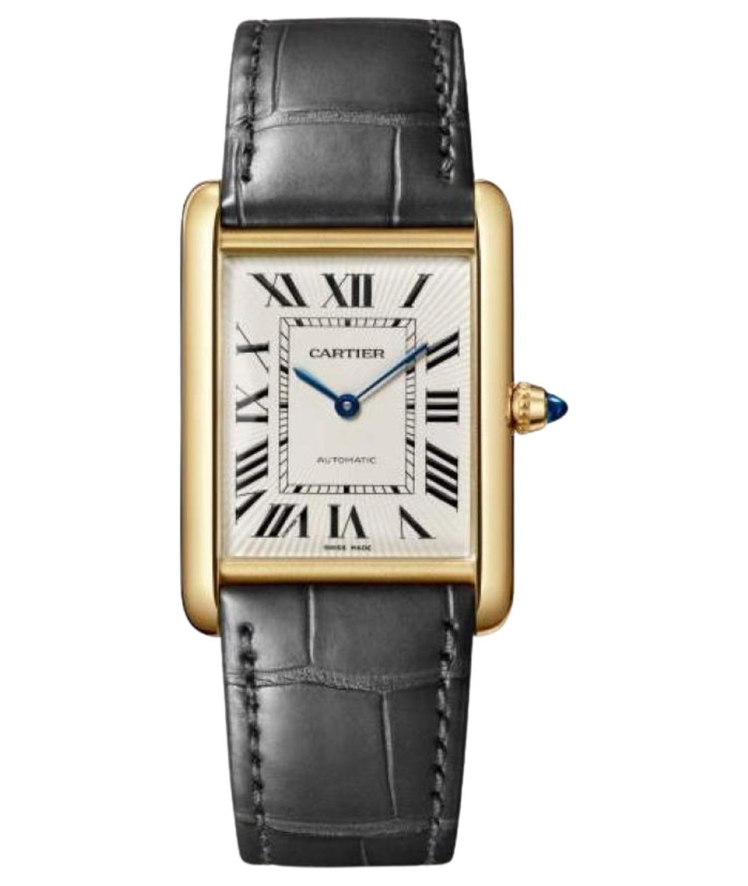 CARTIER Черные часы из желтого золота, фото 1