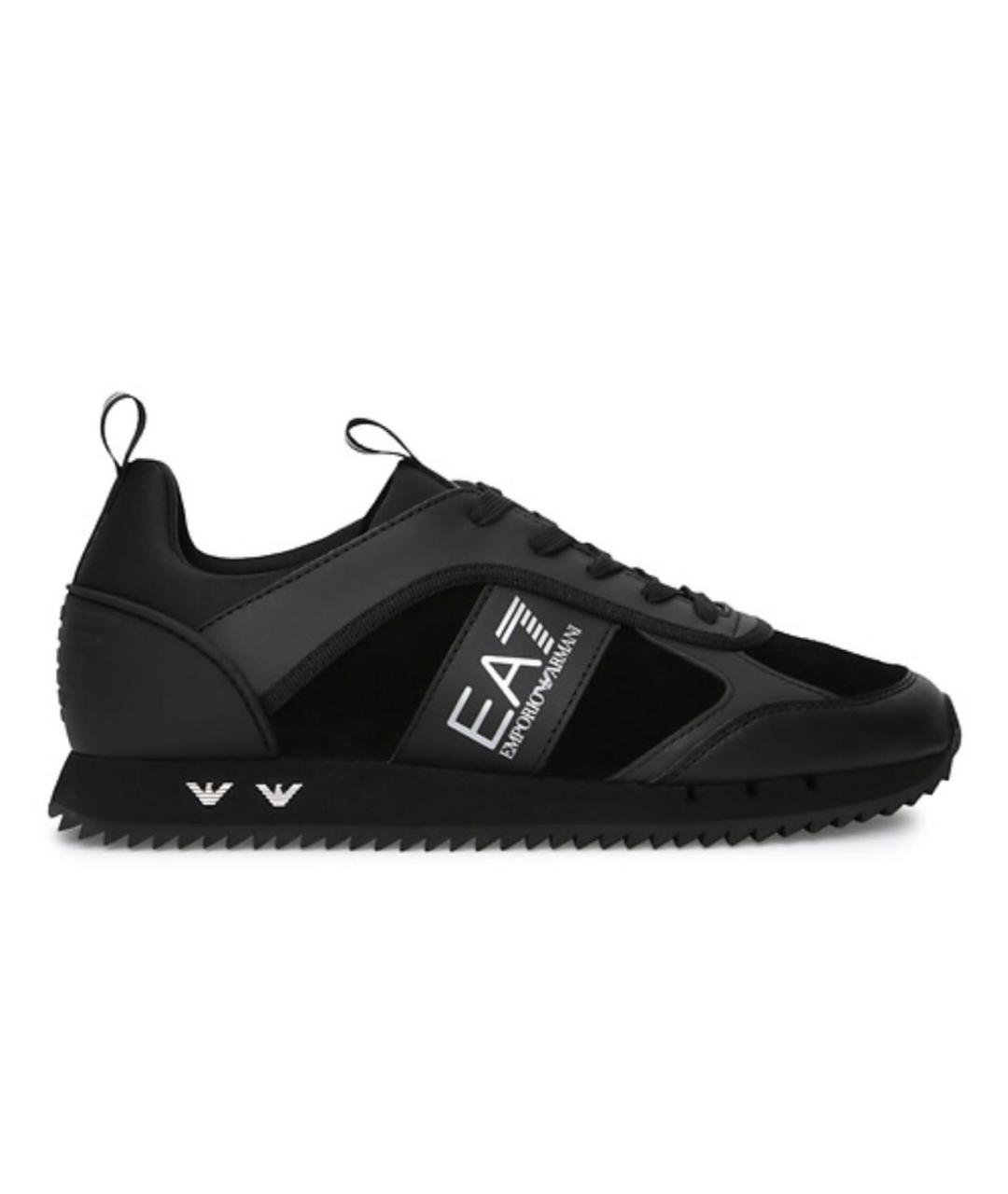 EMPORIO ARMANI Черные кожаные низкие кроссовки / кеды, фото 5