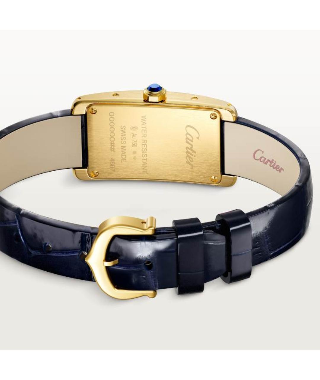 CARTIER Темно-синие часы из желтого золота, фото 2