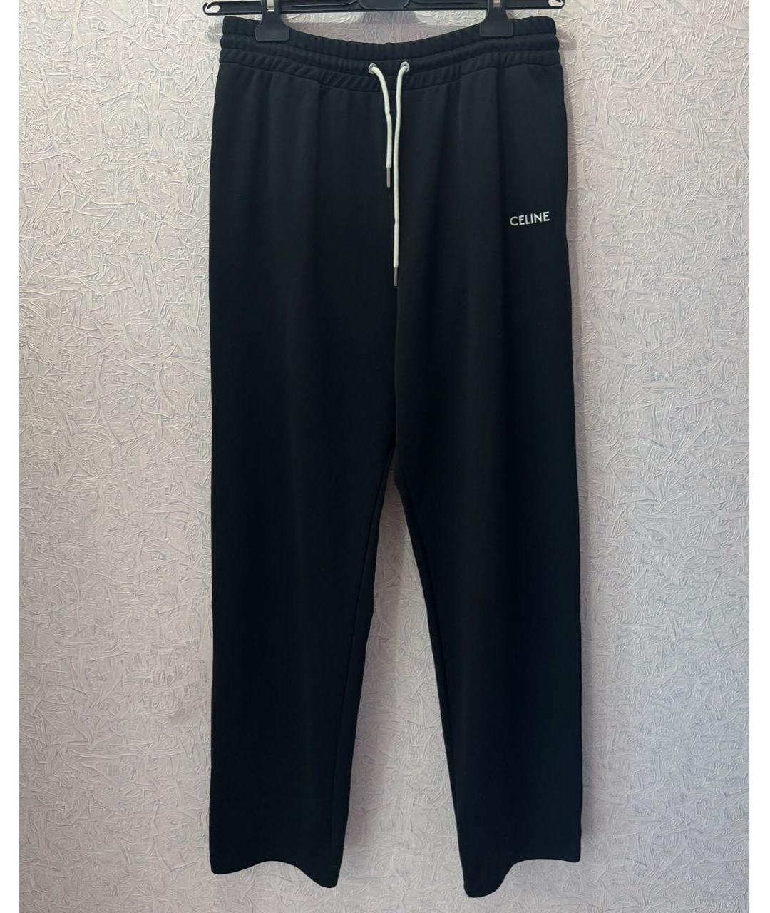 CELINE Черные полиэстеровые прямые брюки, фото 4