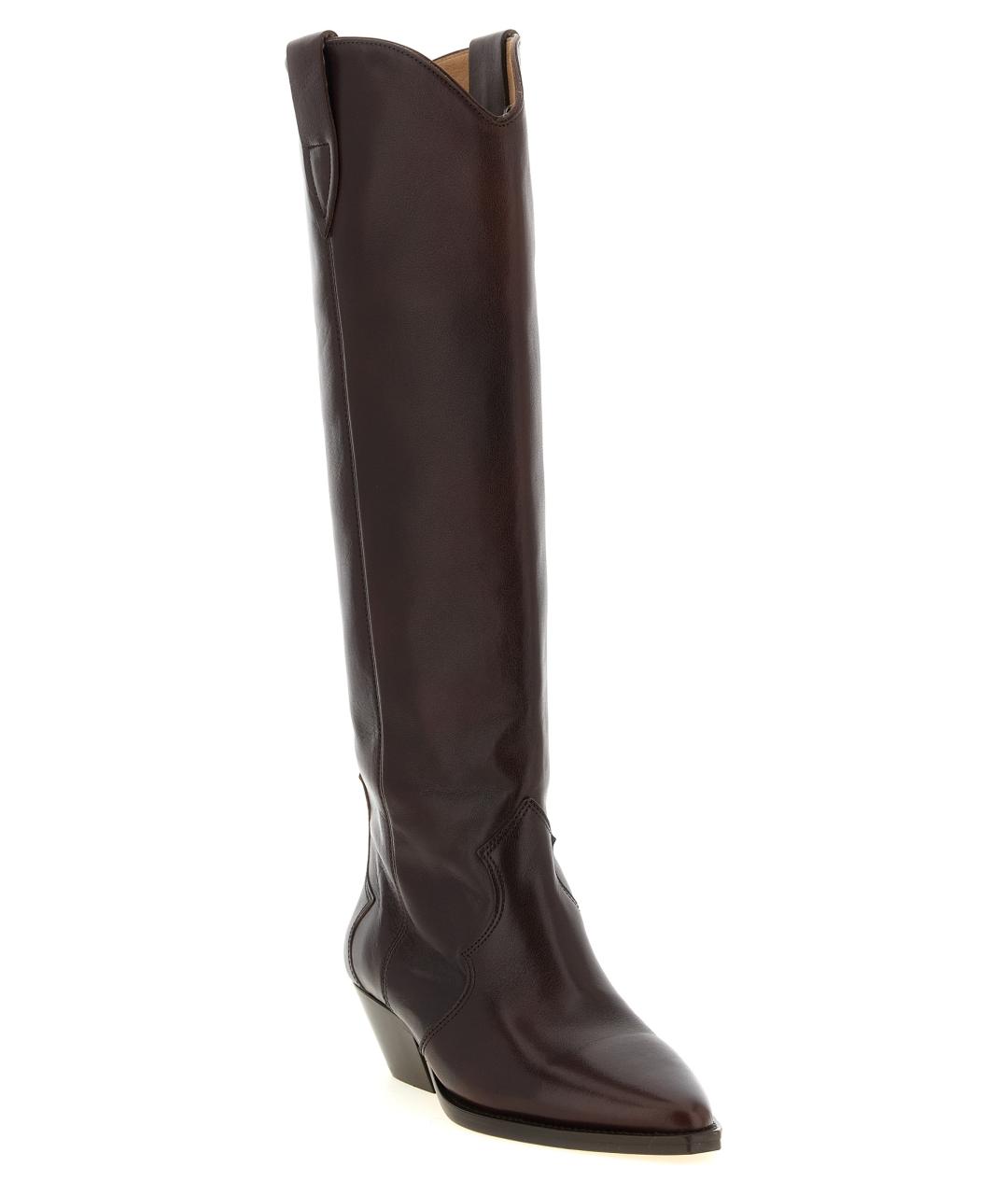 ISABEL MARANT Бордовые кожаные сапоги, фото 2