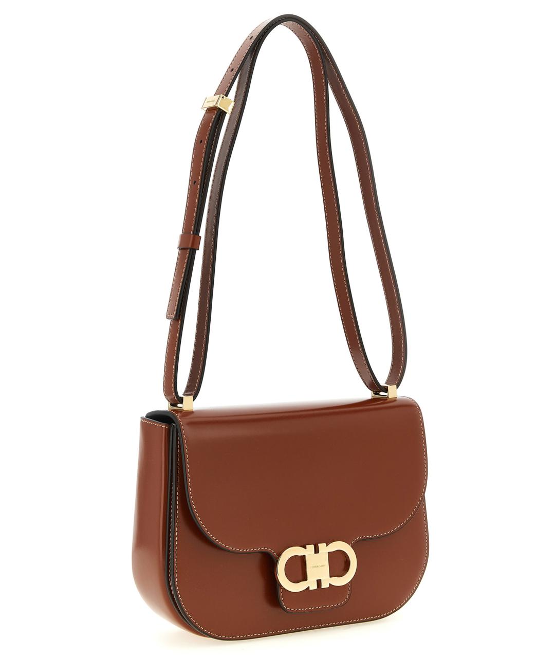 FERRAGAMO Коричневая кожаная сумка через плечо, фото 3