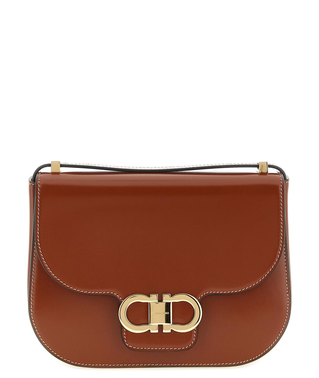 FERRAGAMO Коричневая кожаная сумка через плечо, фото 1