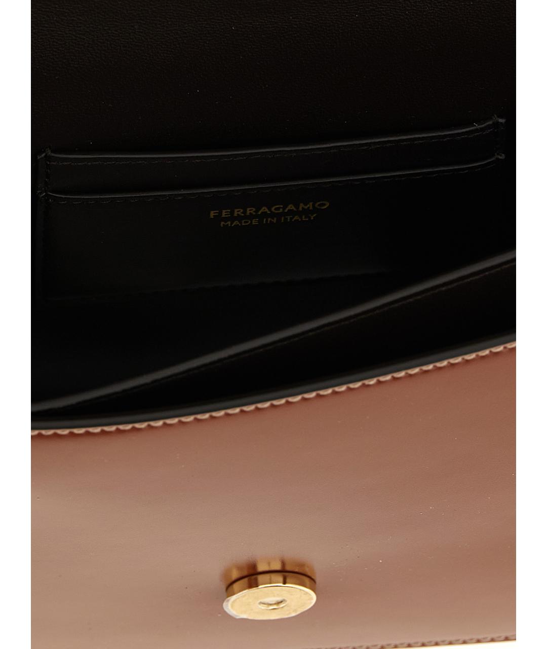 FERRAGAMO Коричневая кожаная сумка через плечо, фото 4