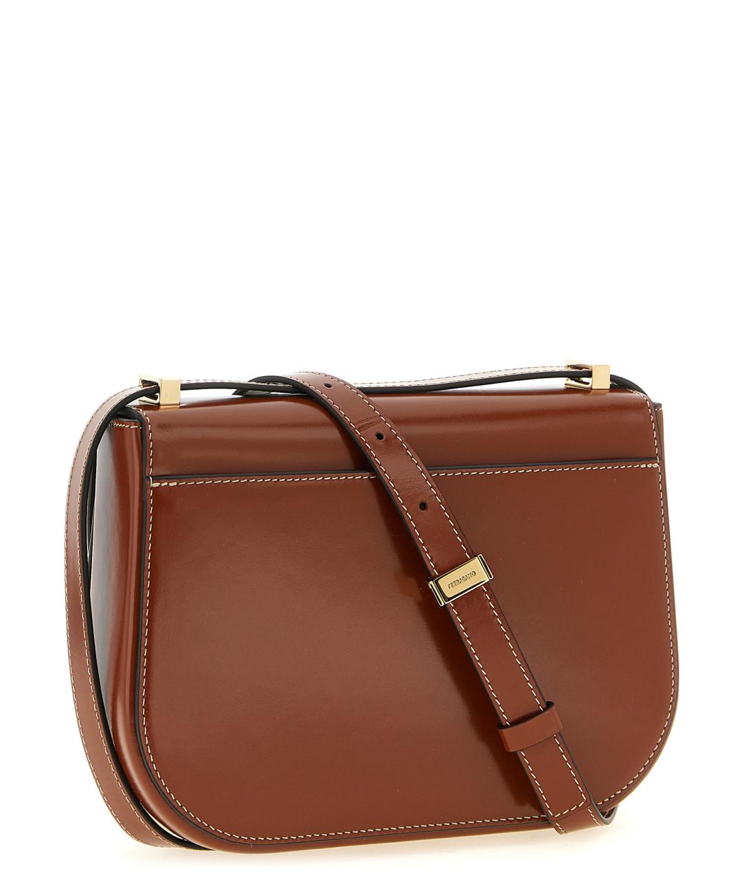 FERRAGAMO Коричневая кожаная сумка через плечо, фото 2