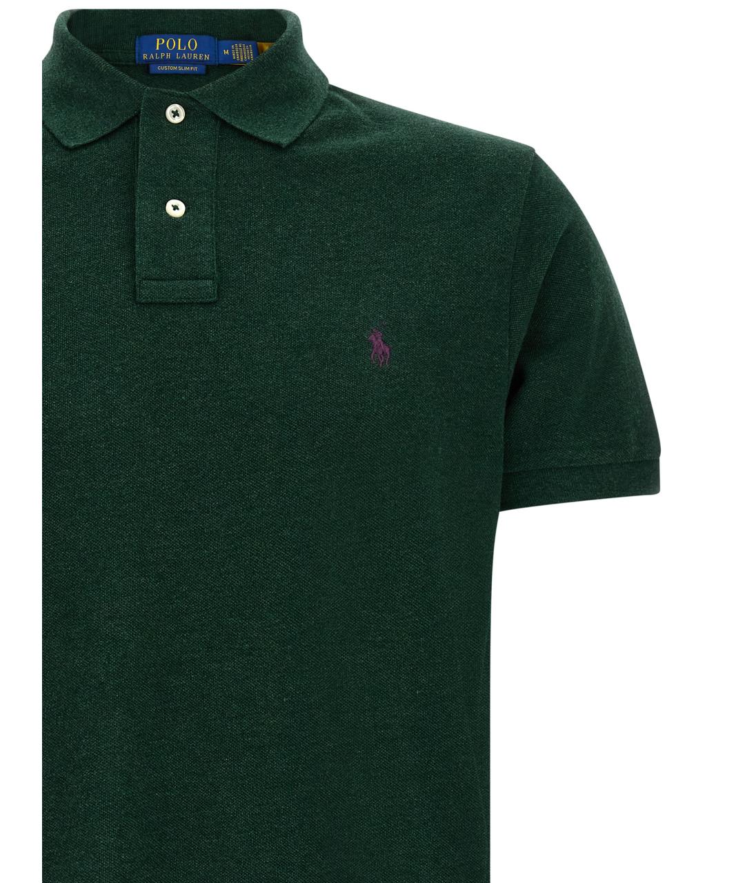 POLO RALPH LAUREN Зеленое хлопковое поло с коротким рукавом, фото 3