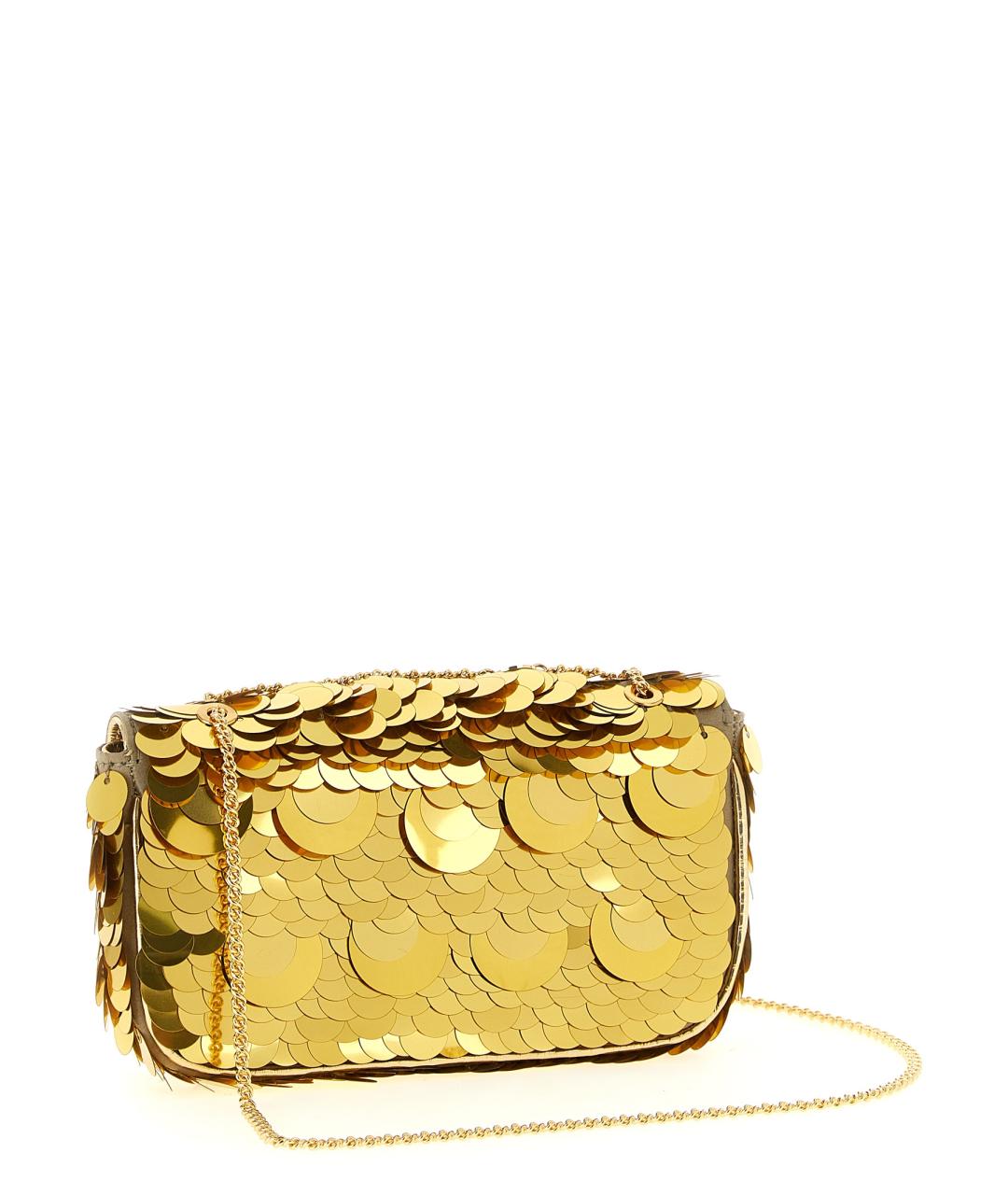 PACO RABANNE Золотая синтетическая сумка через плечо, фото 2