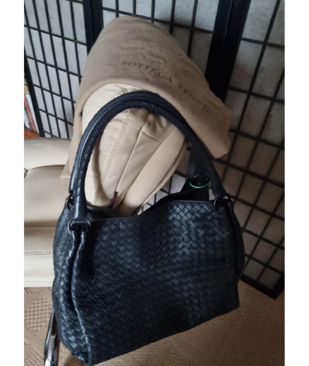 BOTTEGA VENETA Антрацитовая сумка тоут из канвы, фото 8