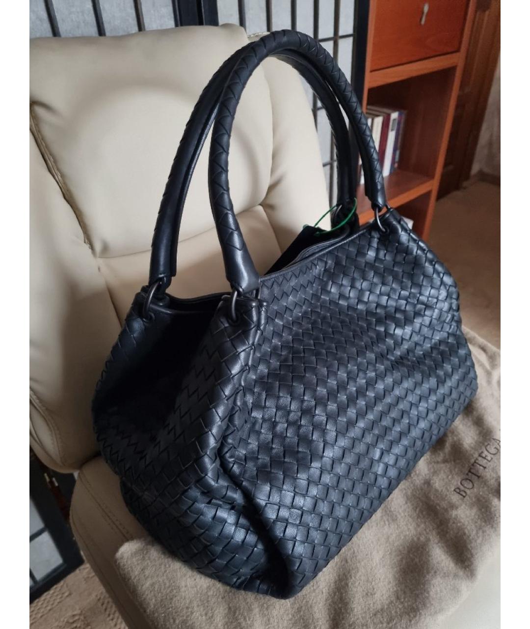 BOTTEGA VENETA Антрацитовая сумка тоут из канвы, фото 2