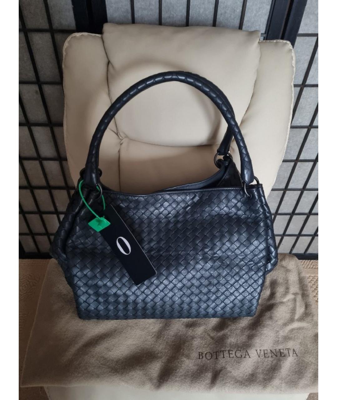 BOTTEGA VENETA Антрацитовая сумка тоут из канвы, фото 3