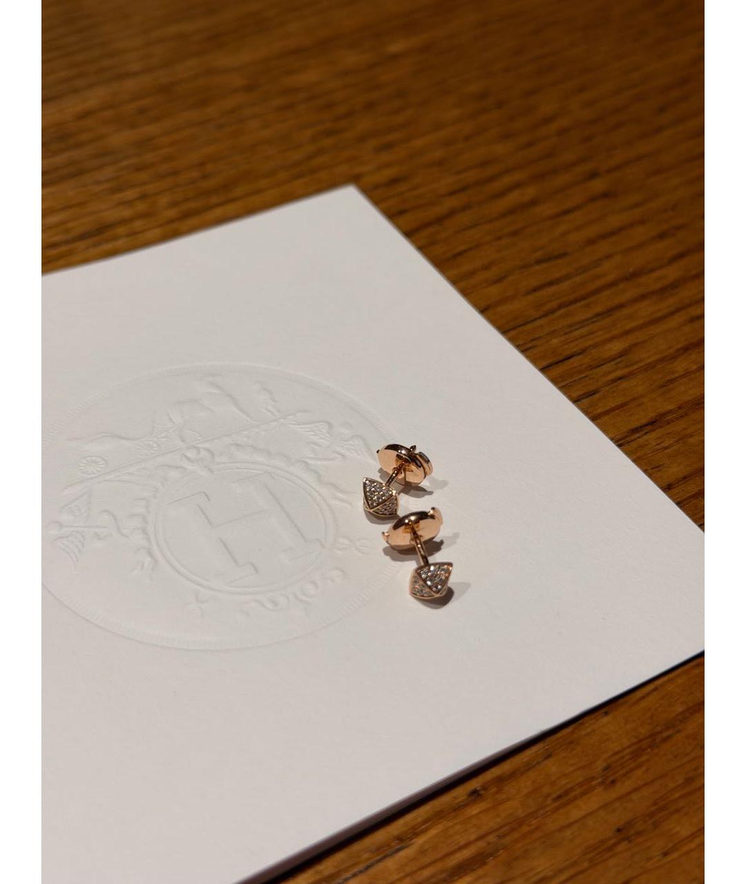 HERMES Белые серьги из розового золота, фото 3