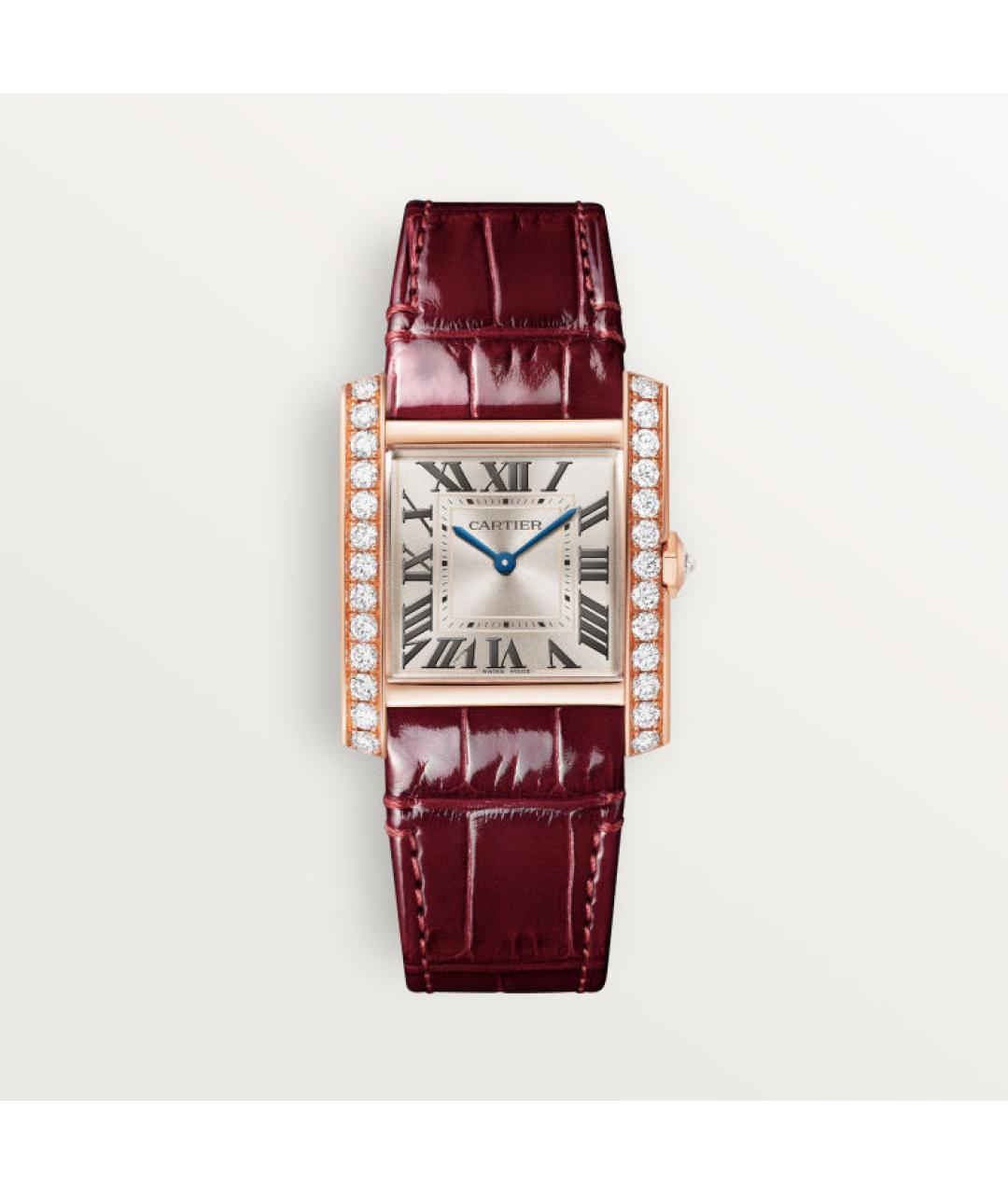 CARTIER Бордовые часы из розового золота, фото 2