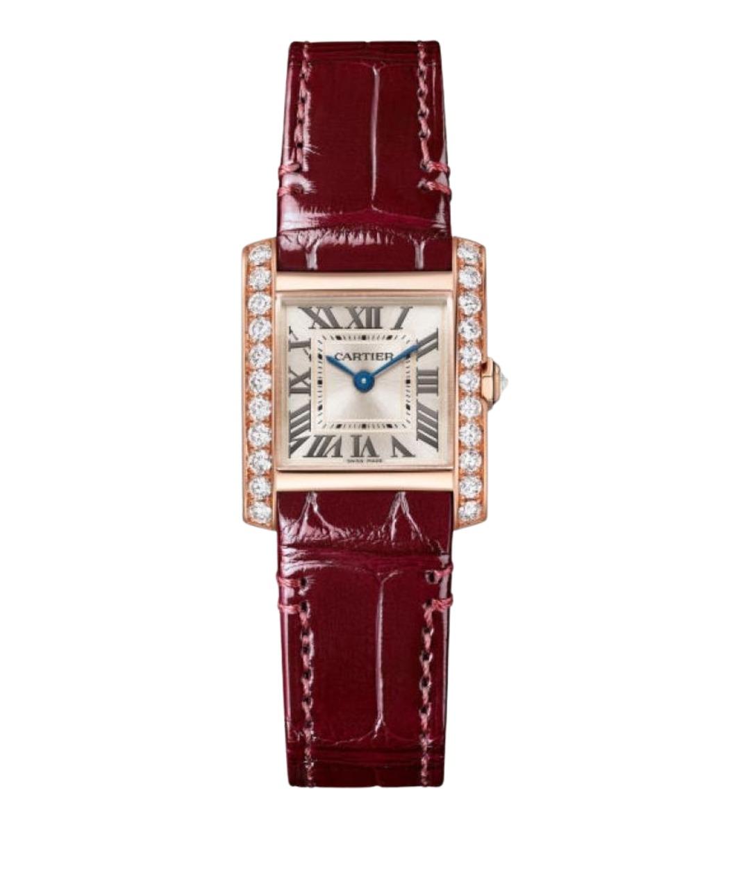 CARTIER Бордовые часы из розового золота, фото 1