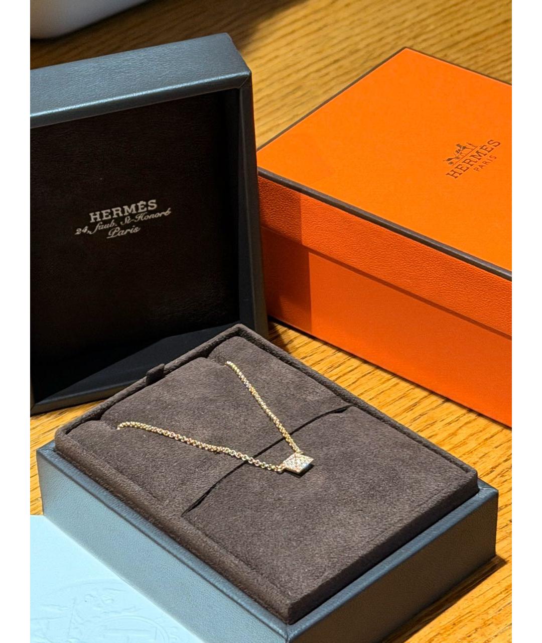 HERMES Белая подвеска из розового золота, фото 3
