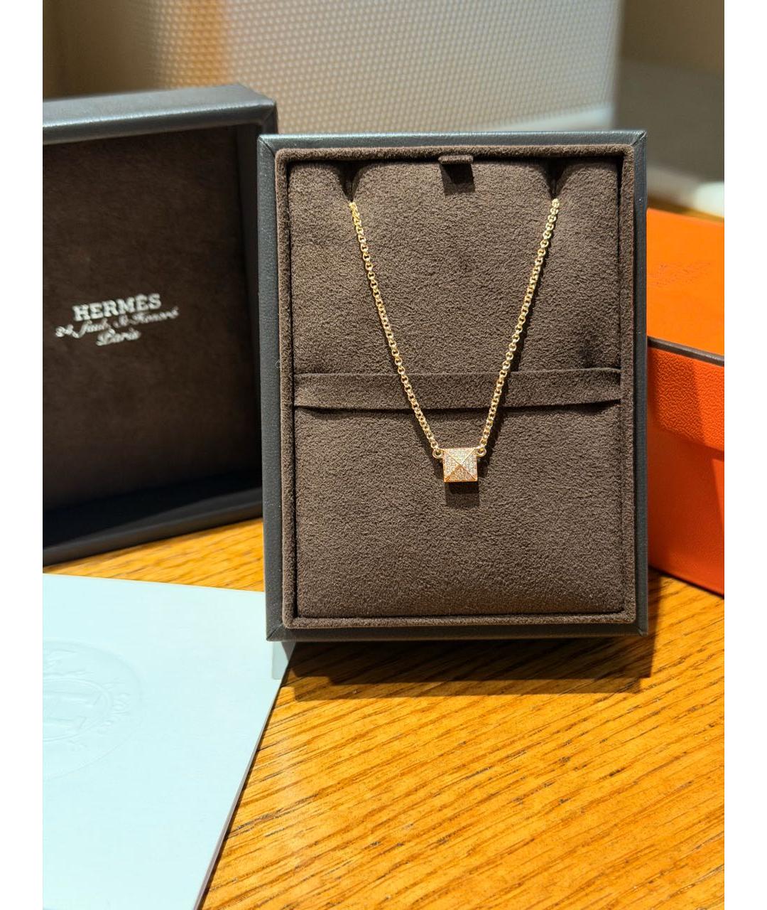 HERMES Белая подвеска из розового золота, фото 7