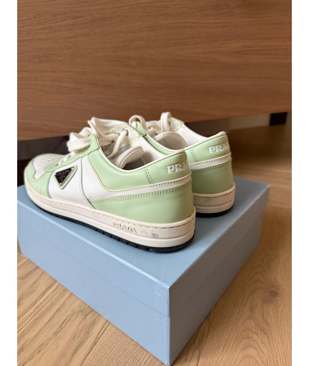 PRADA Белые кожаные кроссовки, фото 4
