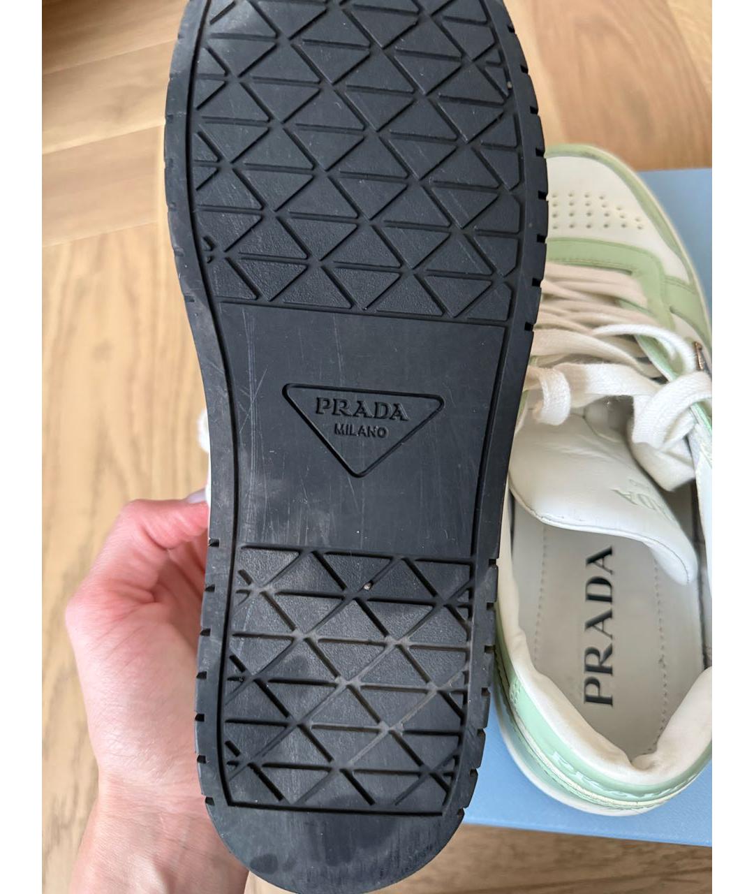 PRADA Белые кожаные кроссовки, фото 8