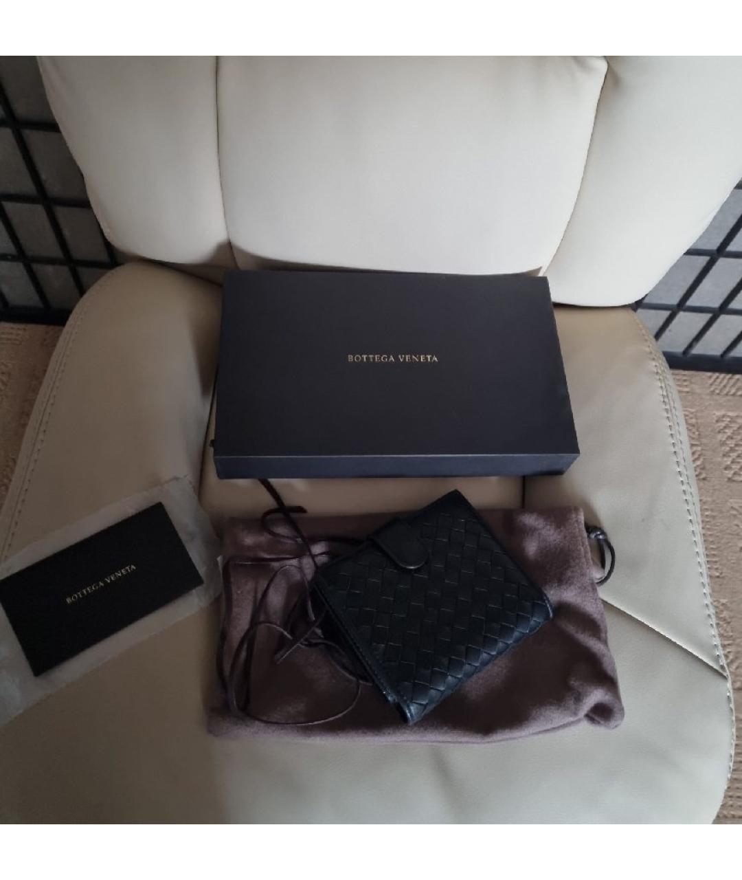BOTTEGA VENETA Черный кожаный кошелек, фото 2