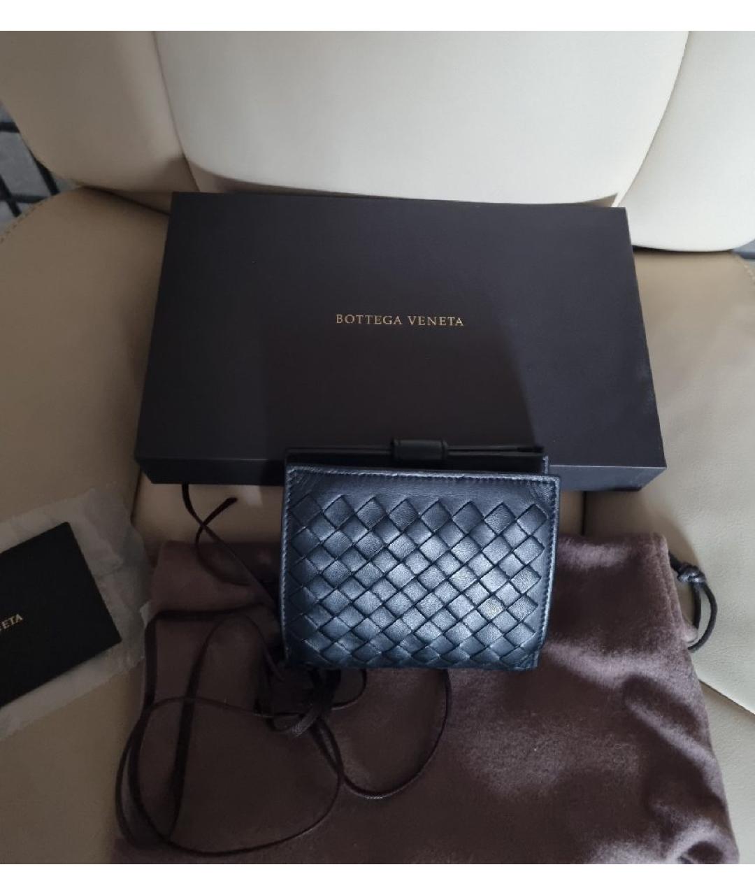 BOTTEGA VENETA Черный кожаный кошелек, фото 3