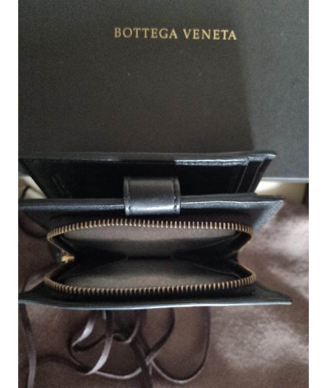 BOTTEGA VENETA Черный кожаный кошелек, фото 6