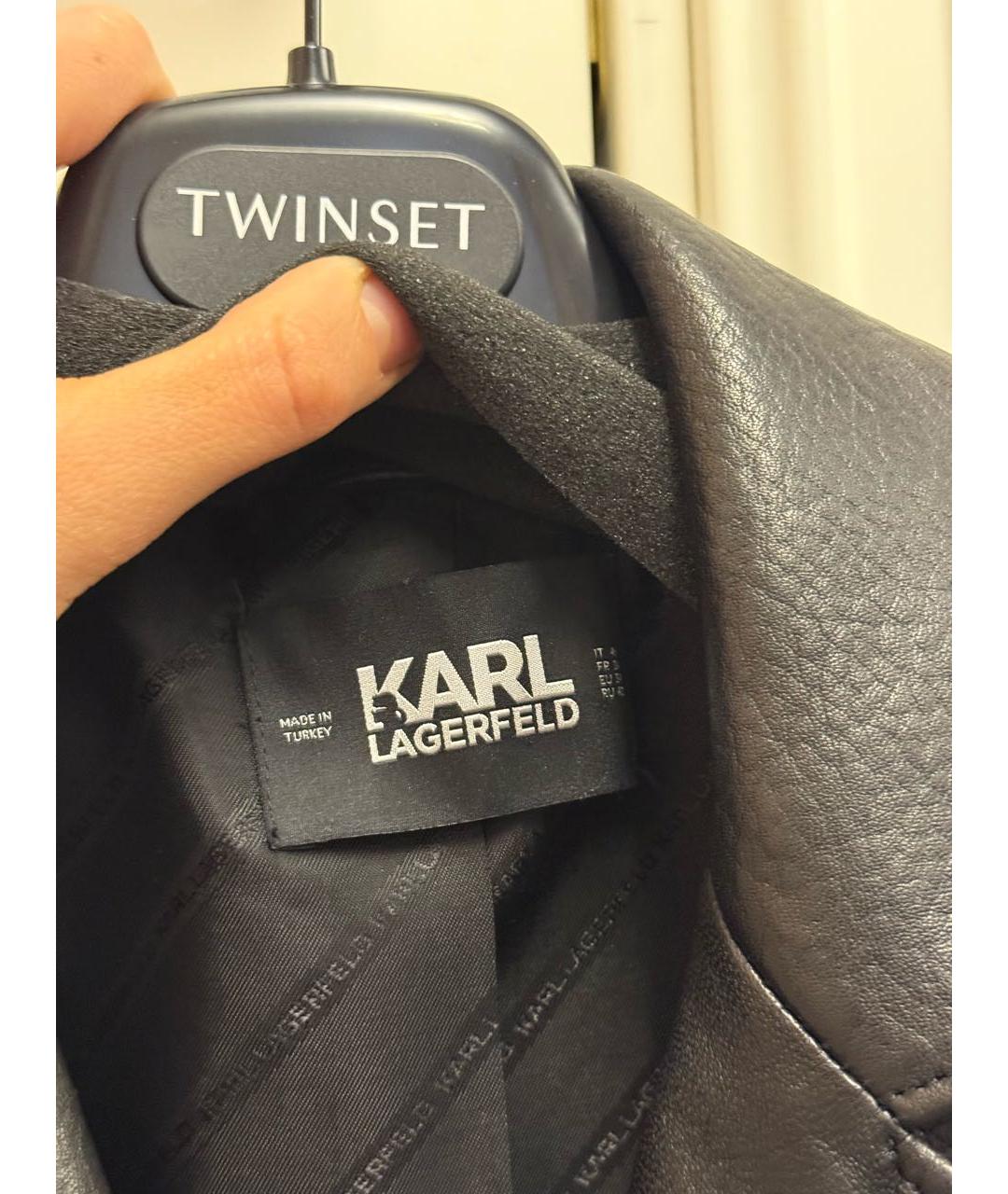 KARL LAGERFELD Черная кожаная куртка, фото 3