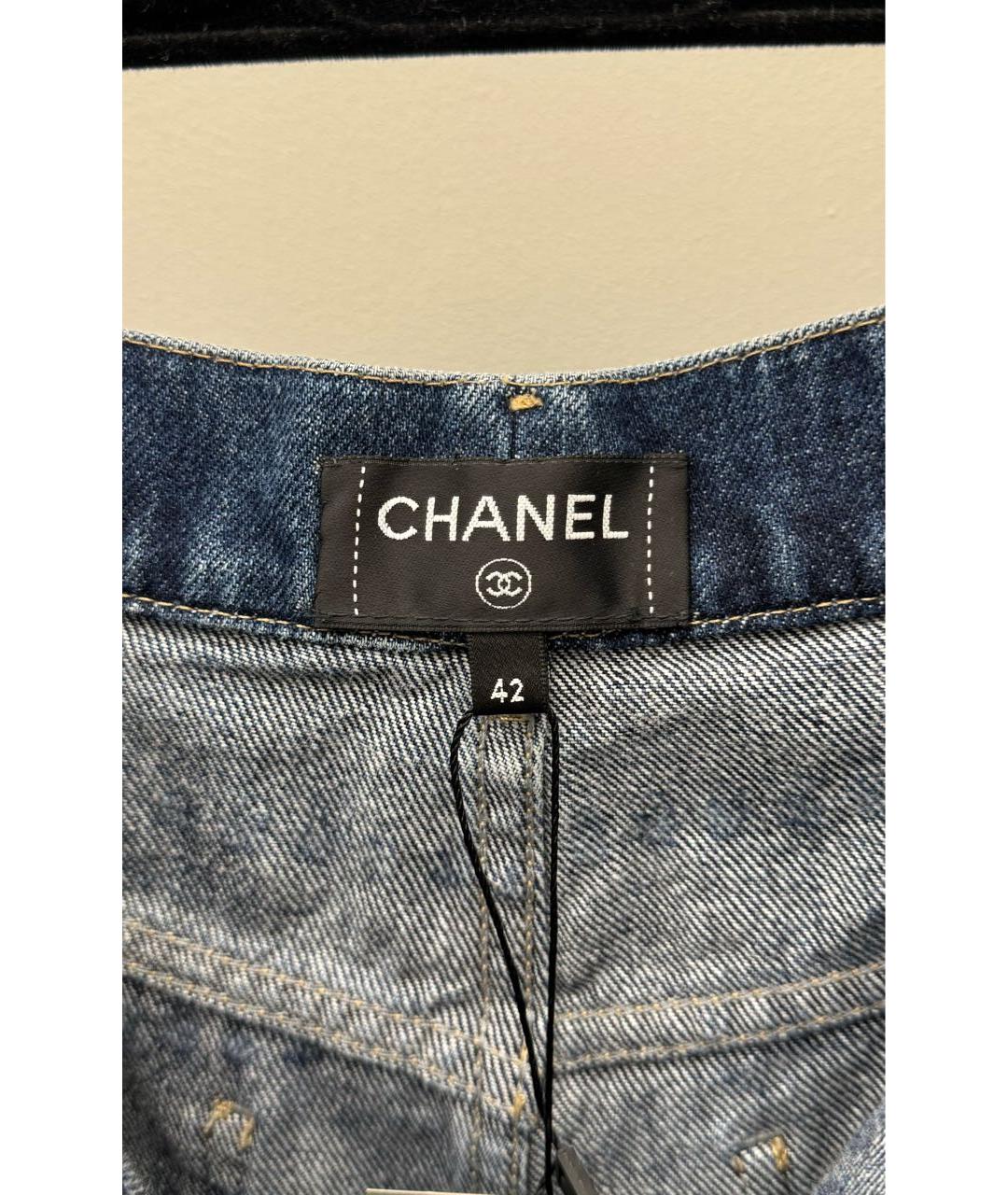 CHANEL Синие хлопковые прямые джинсы, фото 5