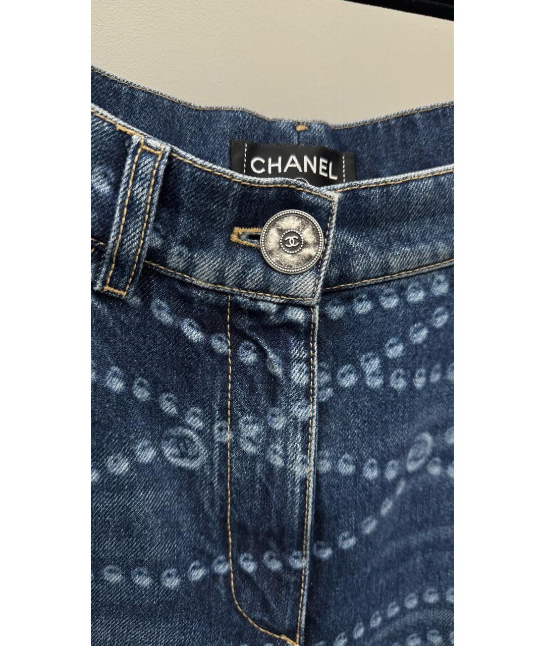 CHANEL Синие хлопковые прямые джинсы, фото 4