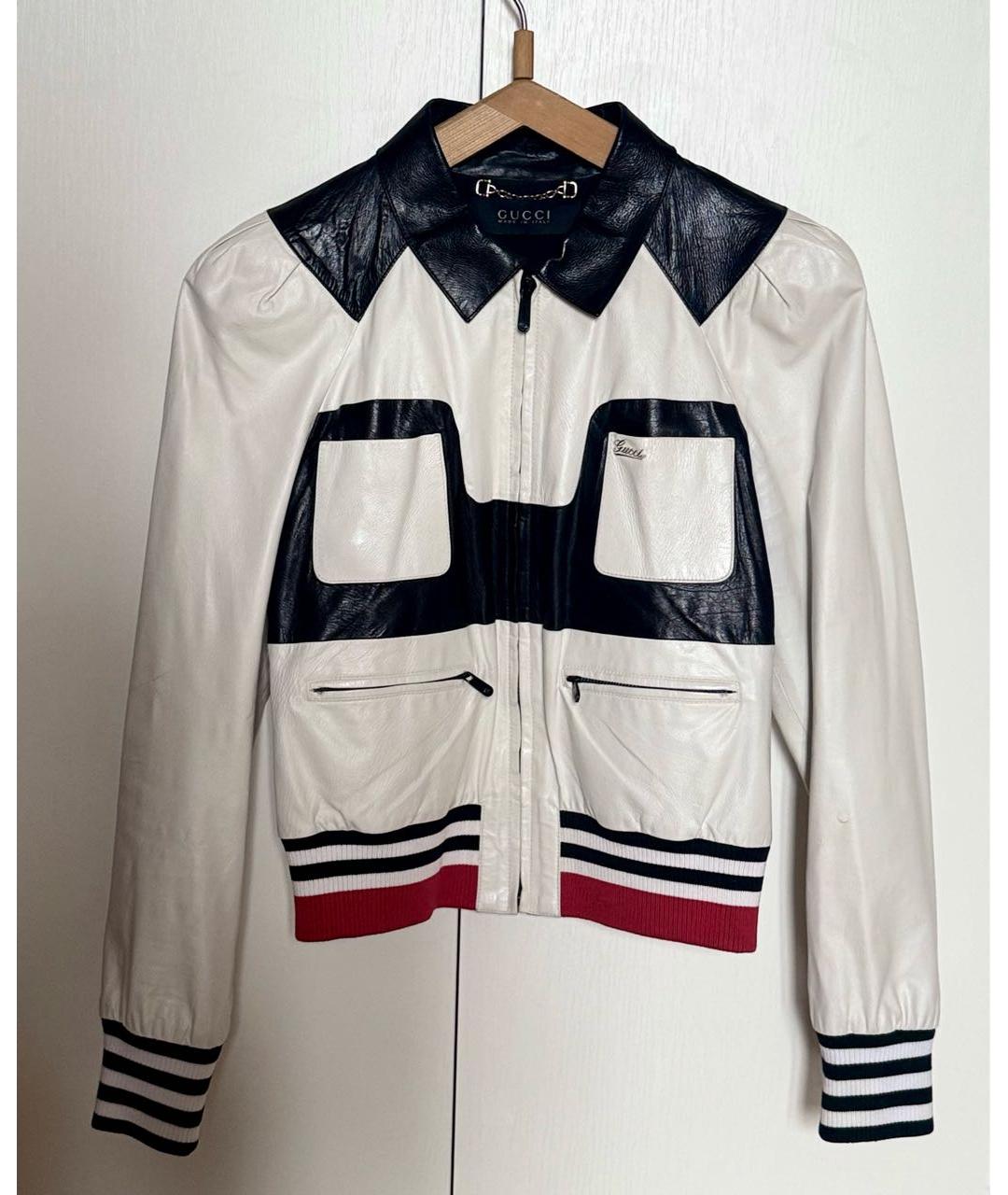 GUCCI Белая кожаная куртка, фото 9