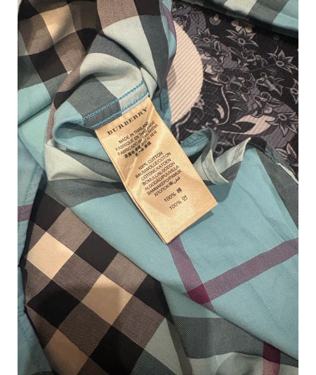 BURBERRY Бирюзовая хлопковая кэжуал рубашка, фото 6