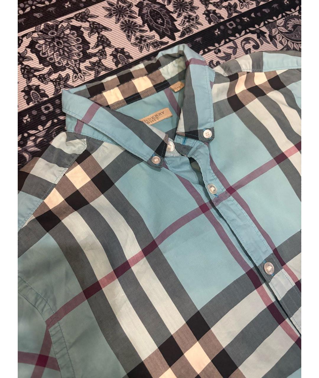 BURBERRY Бирюзовая хлопковая кэжуал рубашка, фото 3