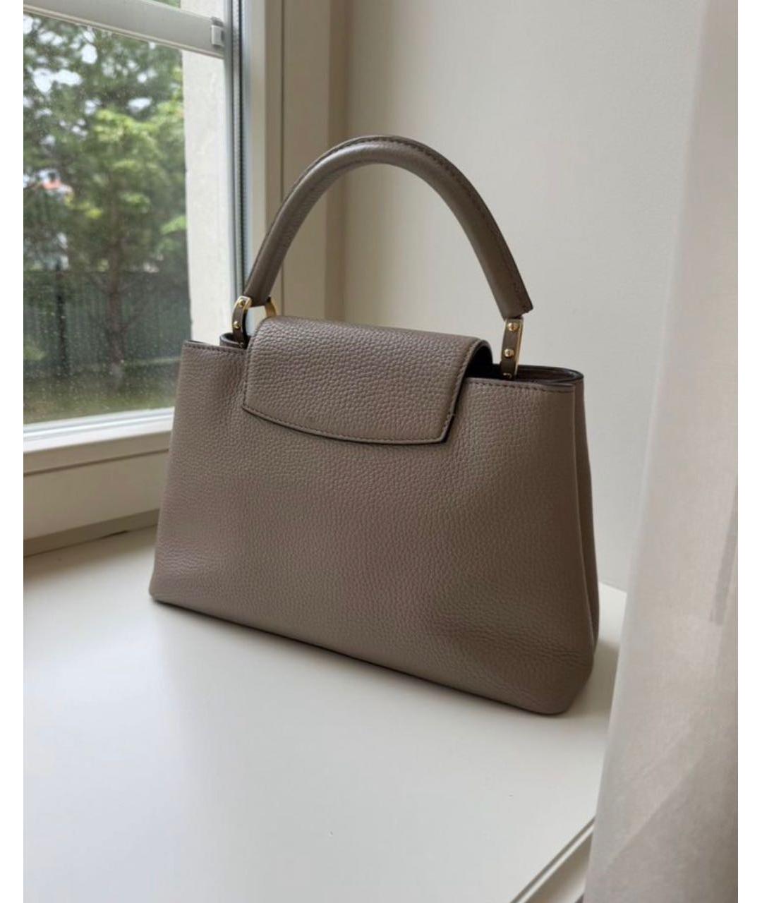 LOUIS VUITTON Бежевая кожаная сумка с короткими ручками, фото 2