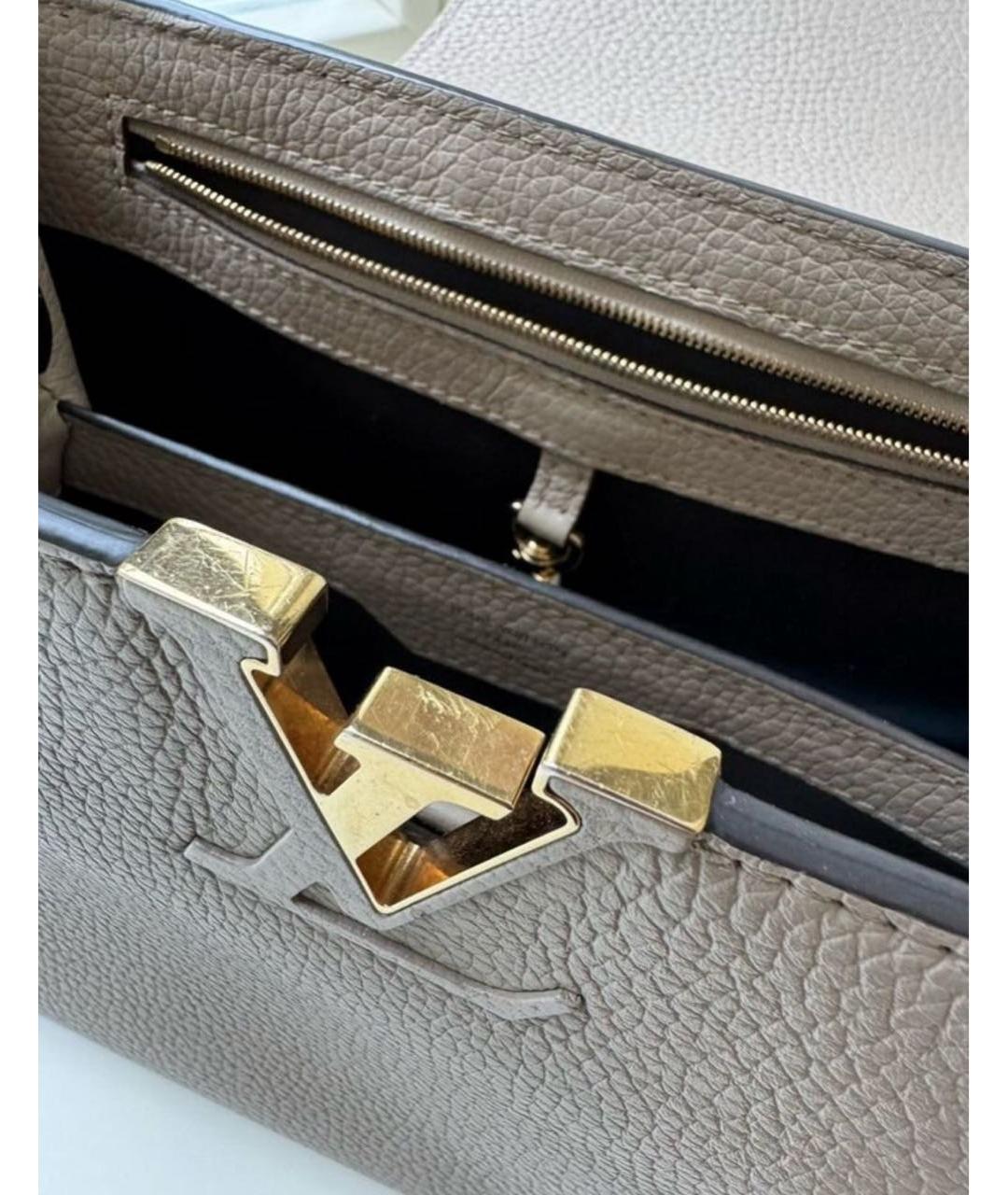 LOUIS VUITTON Бежевая кожаная сумка с короткими ручками, фото 4