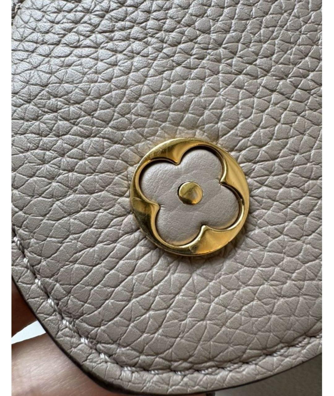 LOUIS VUITTON Бежевая кожаная сумка с короткими ручками, фото 6