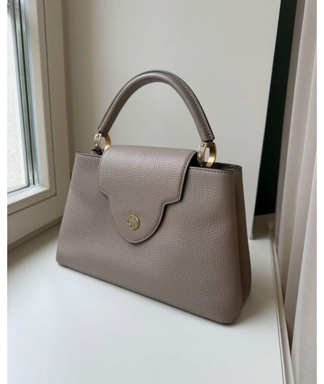 LOUIS VUITTON Бежевая кожаная сумка с короткими ручками, фото 8
