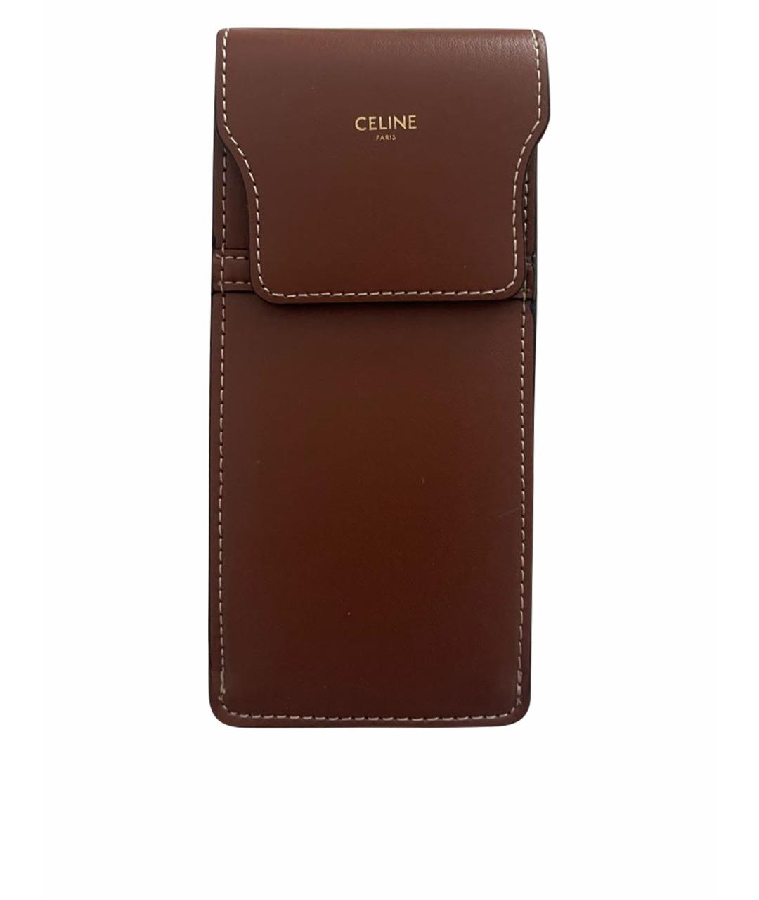 CELINE Коричневая кожаная сумка через плечо, фото 1