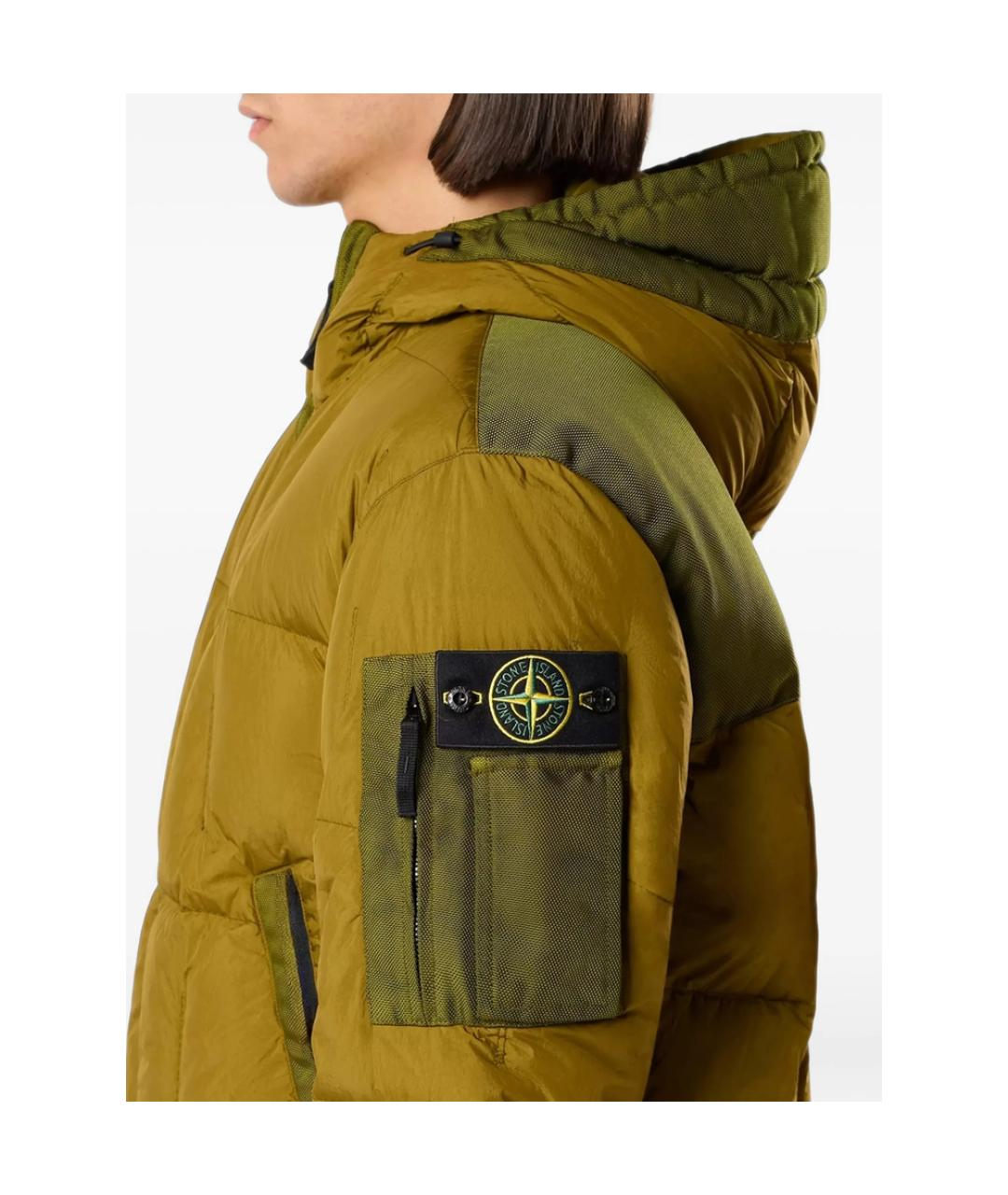 STONE ISLAND Зеленый полиамидовый пуховик, фото 6