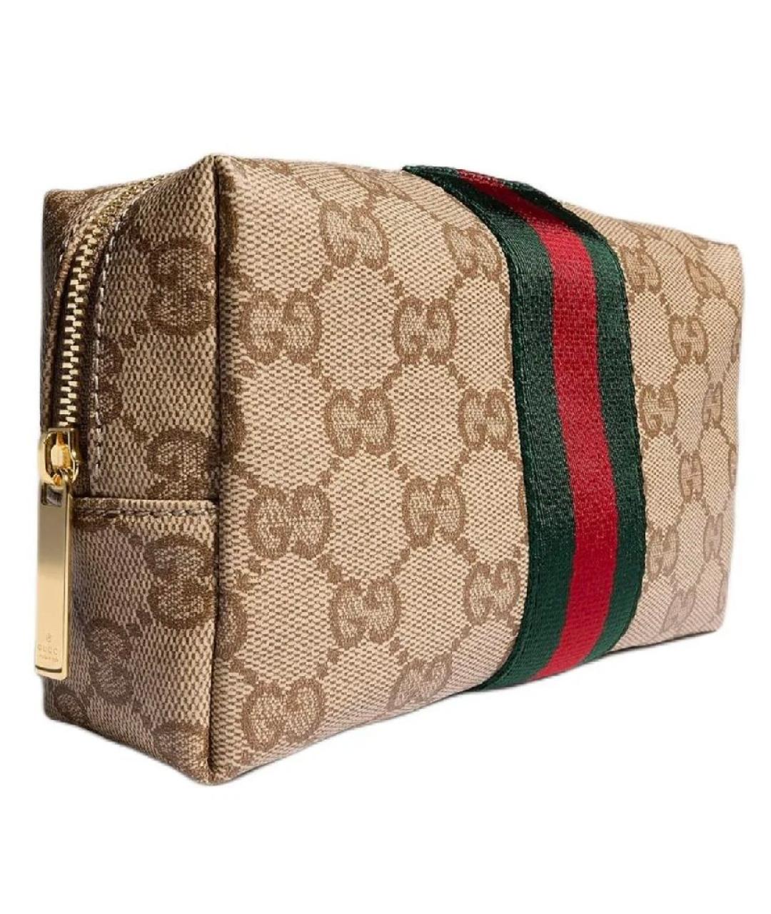 GUCCI Бежевая косметичка из канвы, фото 6
