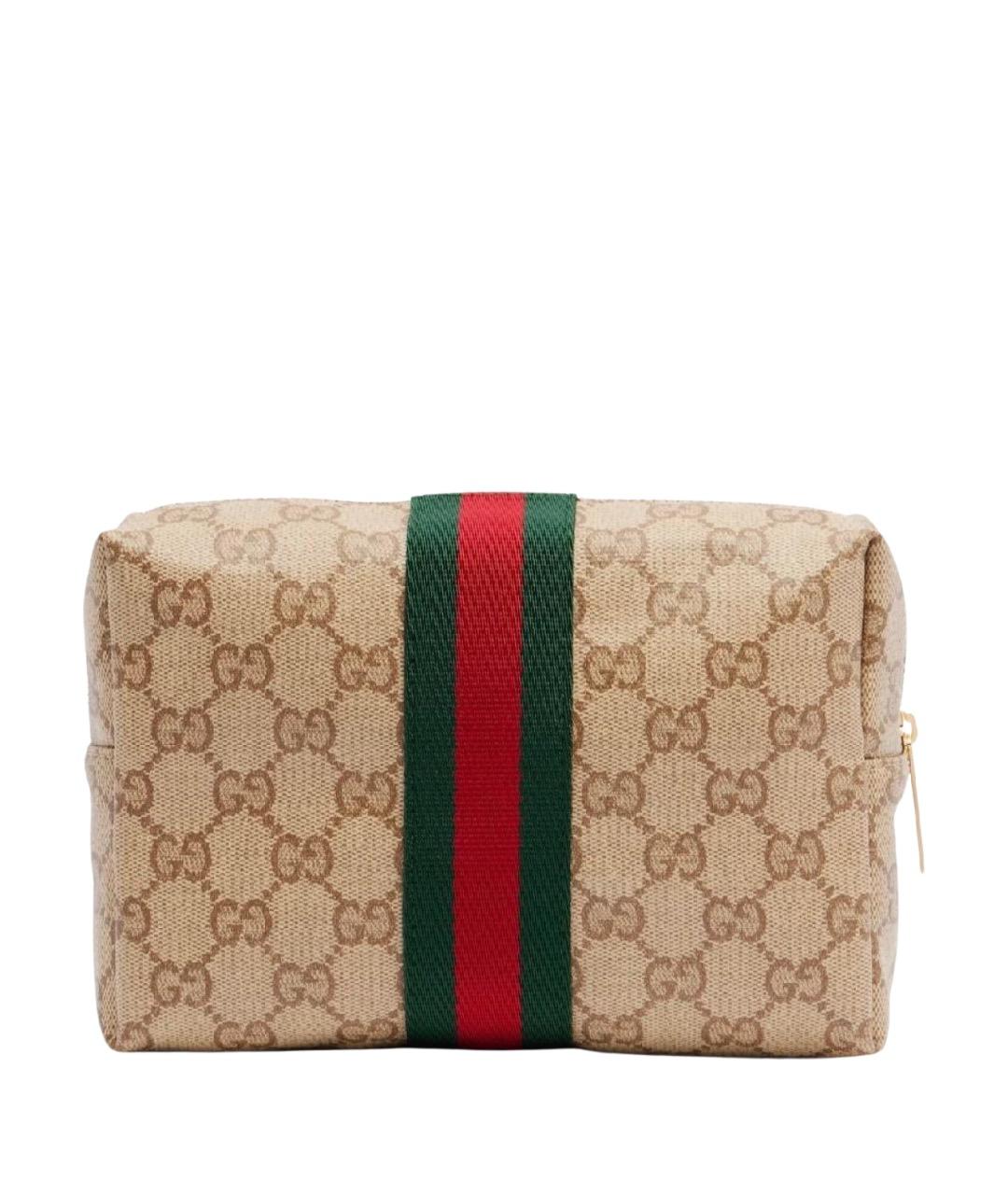 GUCCI Бежевая косметичка из канвы, фото 1
