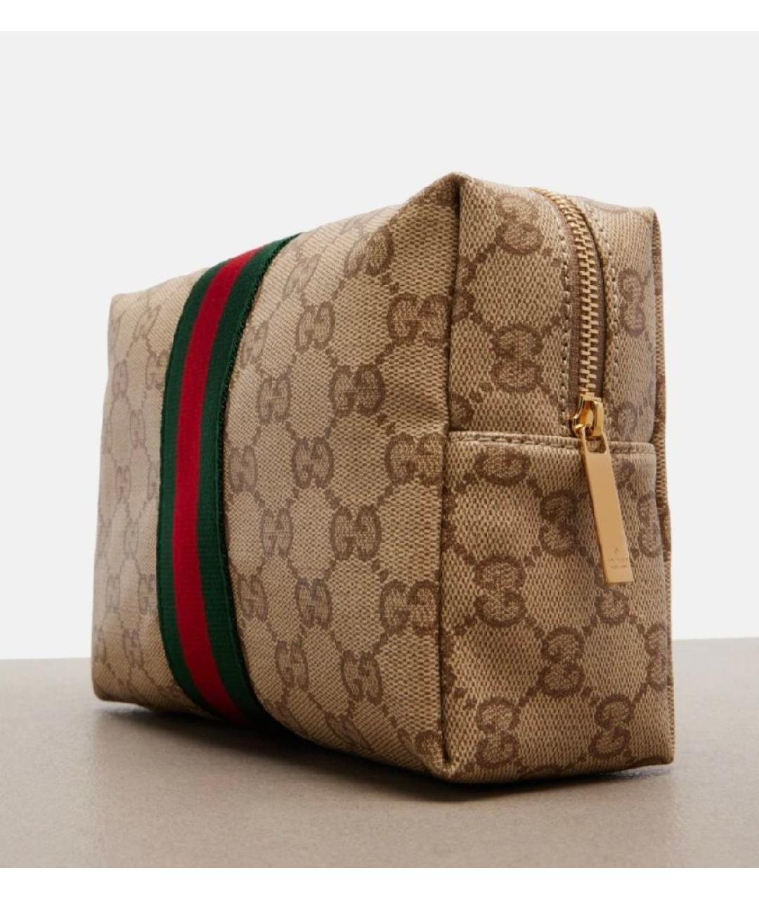 GUCCI Бежевая косметичка из канвы, фото 2