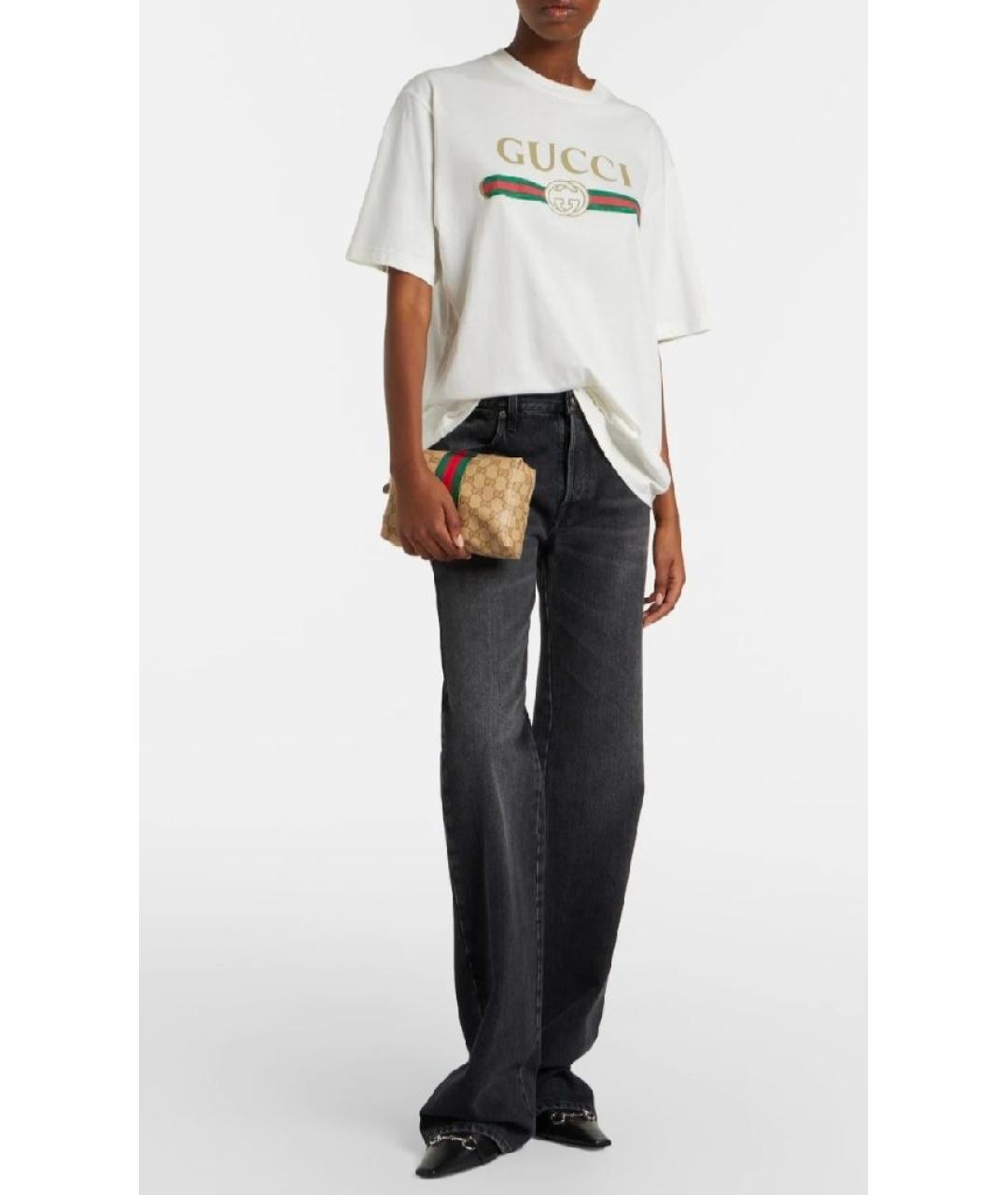 GUCCI Бежевая косметичка из канвы, фото 4