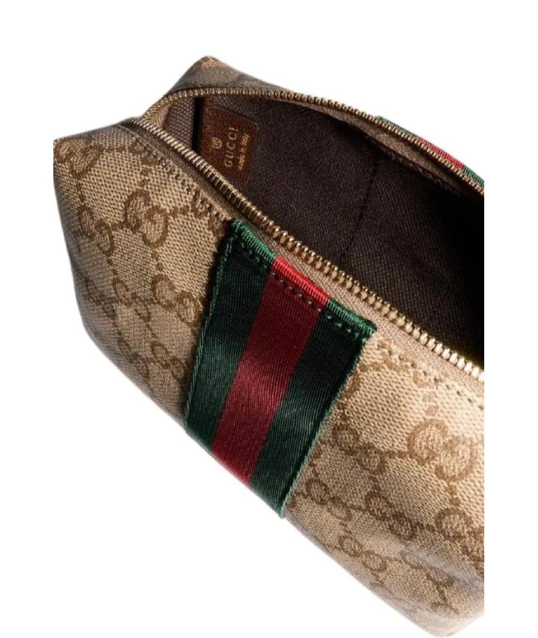 GUCCI Бежевая косметичка из канвы, фото 8
