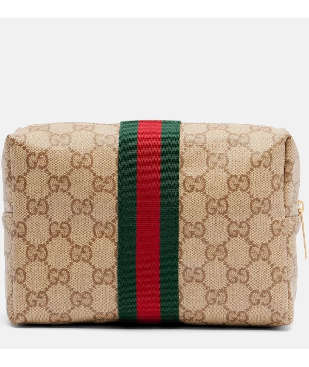 GUCCI Бежевая косметичка из канвы, фото 10