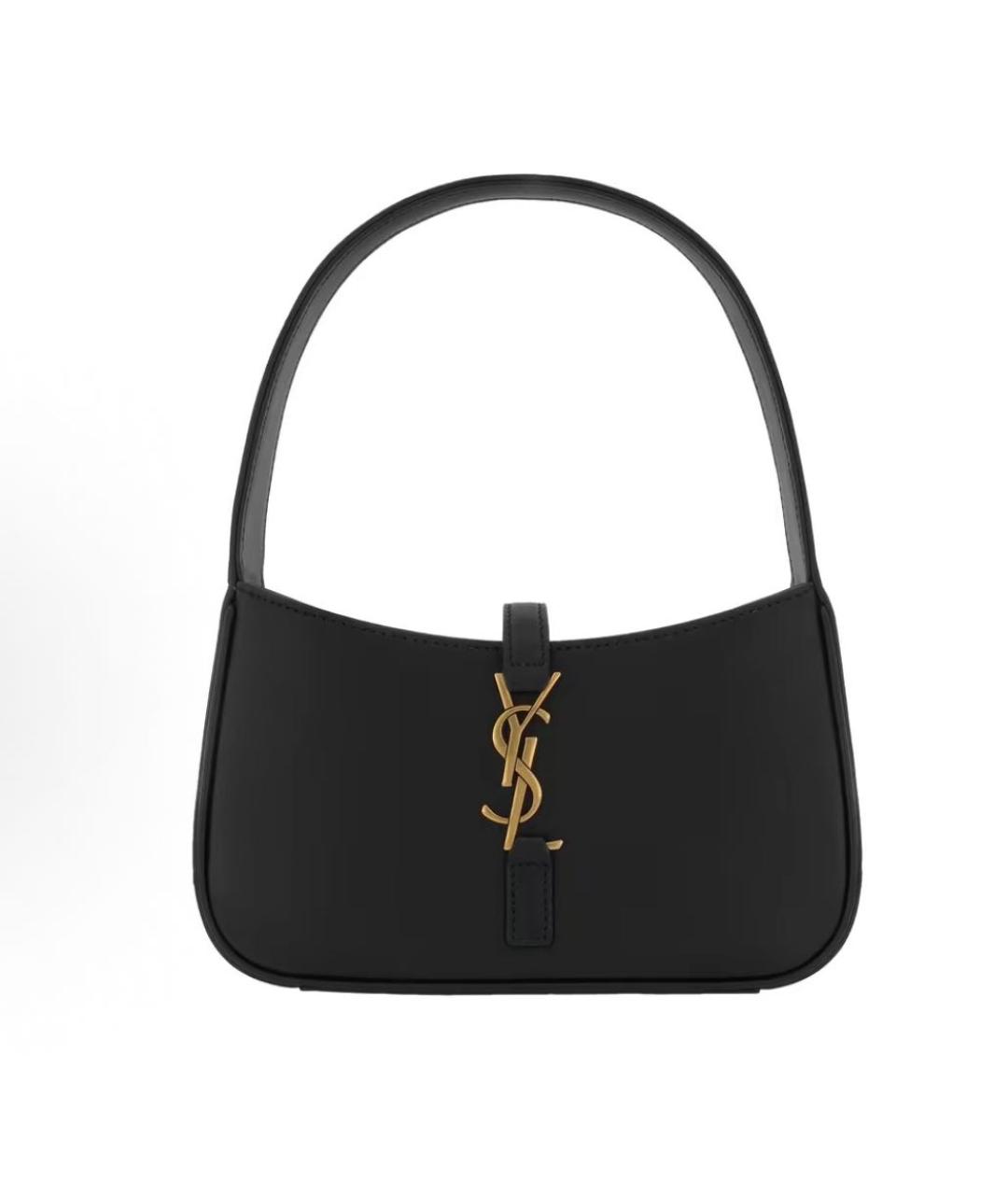 SAINT LAURENT Черная кожаная сумка с короткими ручками, фото 3