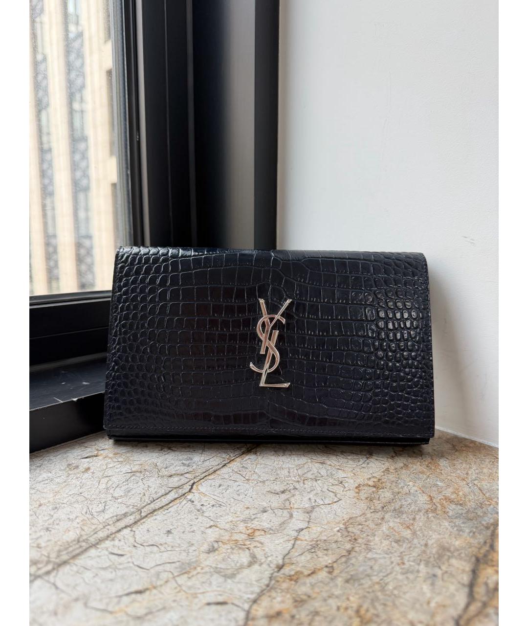 SAINT LAURENT Темно-синяя кожаная сумка через плечо, фото 9