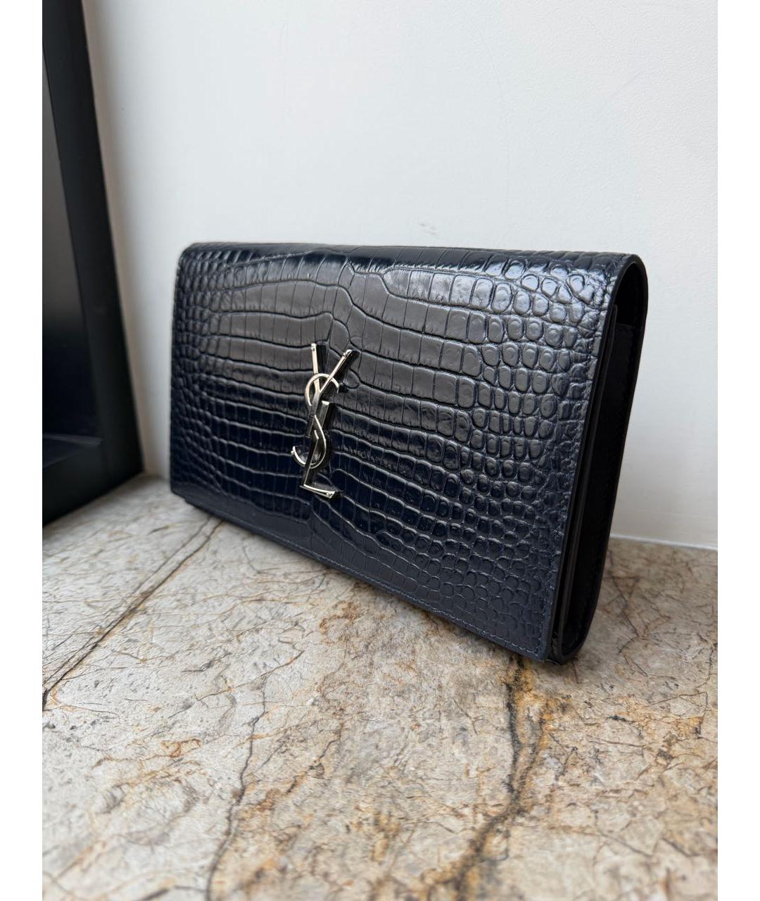 SAINT LAURENT Темно-синяя кожаная сумка через плечо, фото 2