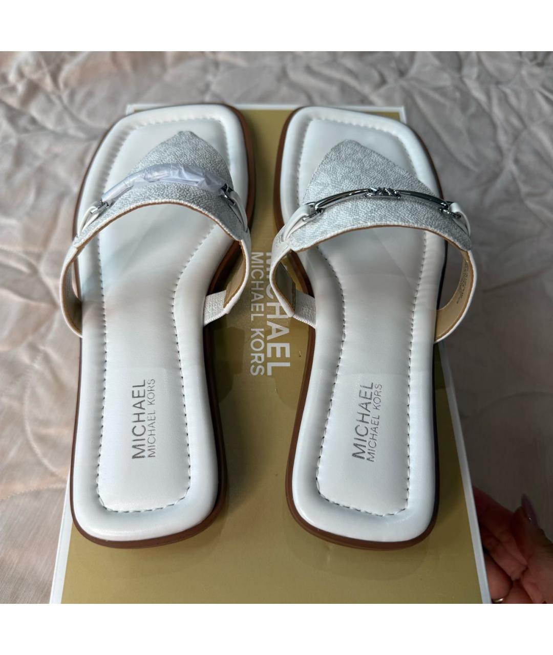 MICHAEL MICHAEL KORS Белые кожаные босоножки, фото 4