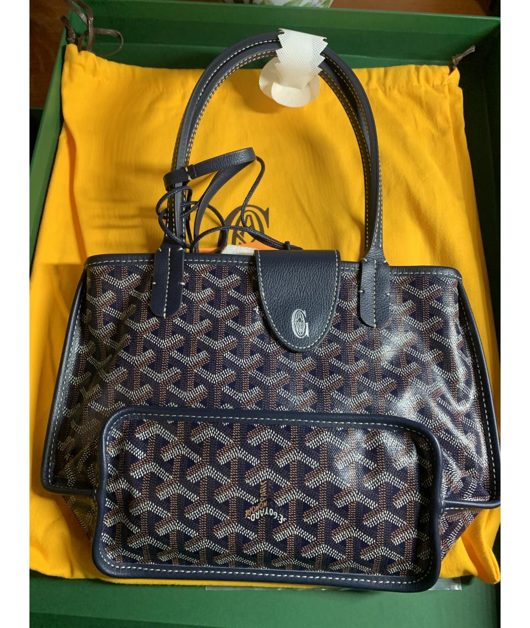 GOYARD Темно-синяя сумка тоут из канвы, фото 3
