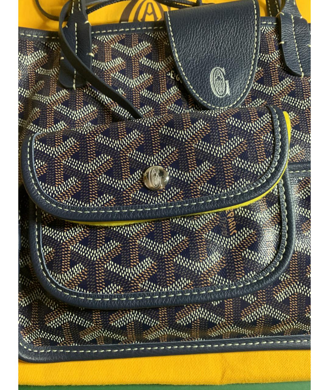 GOYARD Темно-синяя сумка тоут из канвы, фото 4