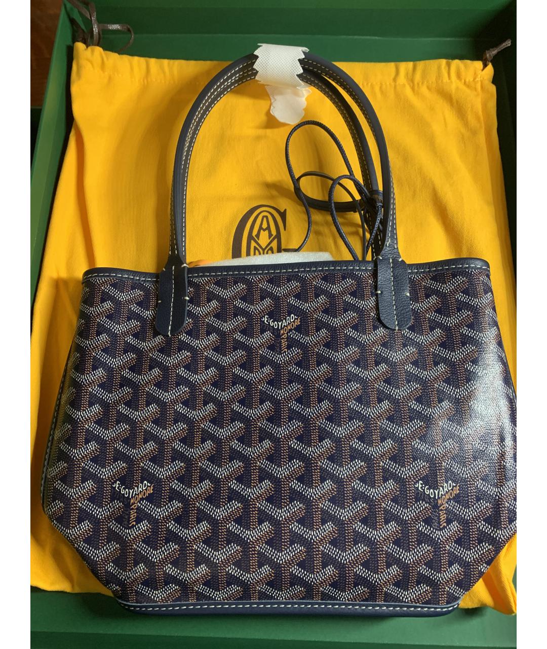 GOYARD Темно-синяя сумка тоут из канвы, фото 2